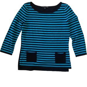 Cable & Gauge black and blue striped sweater small